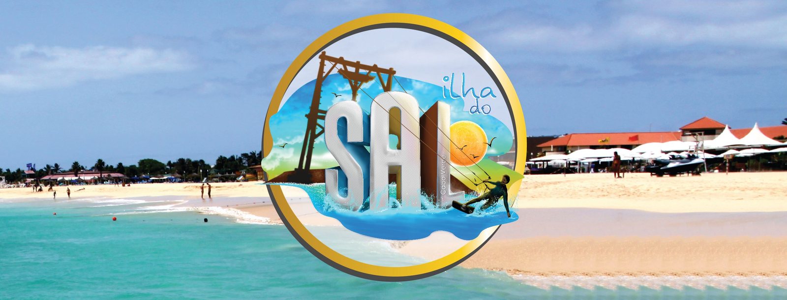 Praia de Santa Maria com o logótipo Ilha do Sal